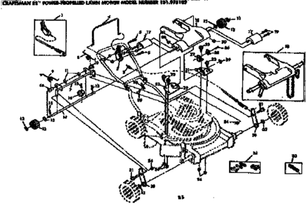 Drive Assembly Diagram and Parts List for 131978102  Craftsman Lawn Mower