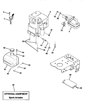 Engine Diagram and Parts List for 917258480  Craftsman Lawn Tractor