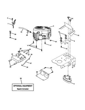 Engine Diagram and Parts List for 917277440  Craftsman Lawn Tractor