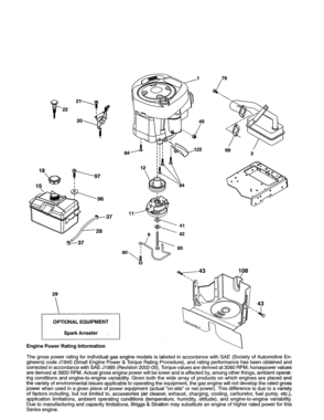 Engine Diagram and Parts List for 917991471  Craftsman Lawn Tractor