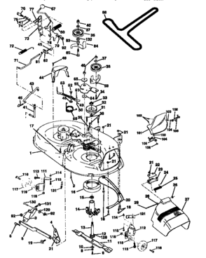 Mower Deck Diagram and Parts List for 917259172  Craftsman Lawn Tractor