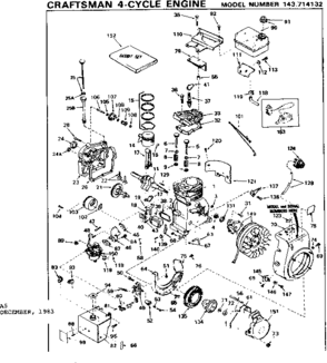 Replacement Parts Diagram and Parts List for 143714132  Craftsman Engine