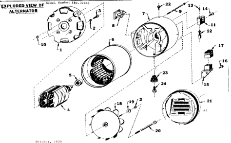 Stator Assembly Diagram and Parts List for 580320411  Craftsman Engine