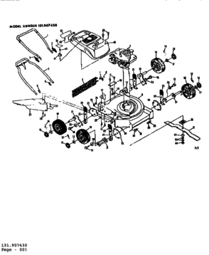 Replacement Parts Diagram and Parts List for 131907430  Craftsman Lawn Mower