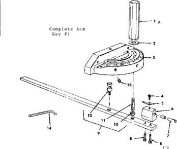 Miter Gauge Assembly Diagram and Parts List for 113299132  Craftsman Power Motor