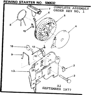 Rewind Starter Diagram and Parts List for 143284582  Craftsman Engine