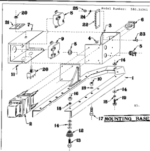 Mounting Base Diagram and Parts List for 58031561  Craftsman Engine