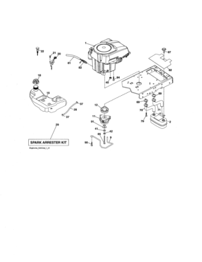 Engine Diagram and Parts List for 917280083  Craftsman Lawn Tractor