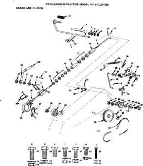 16 Garden Tractor/brake And Clutch Diagram and Parts List for 917257050  Craftsman Lawn Tractor