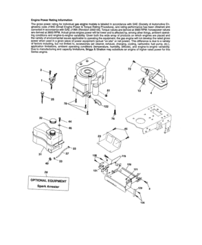 Engine Diagram and Parts List for 917254191  Craftsman Lawn Tractor