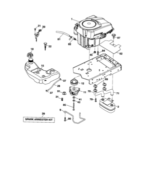 Engine Diagram and Parts List for 917286450  Craftsman Lawn Tractor