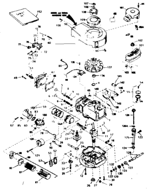 Engine Diagram and Parts List for 143354022  Craftsman Engine