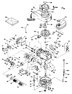 Replacement Parts Diagram and Parts List for 143394232  Craftsman Engine