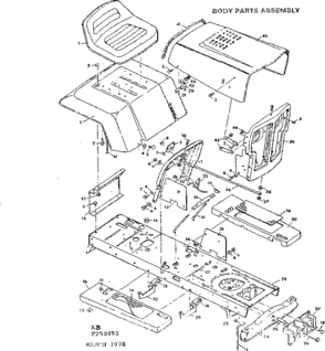 Body Parts Assembly Diagram and Parts List for 502250893  Craftsman Lawn Tractor