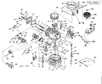 Replacement Parts Diagram and Parts List for 143244292  Craftsman Engine