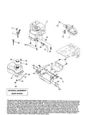 Engine Diagram and Parts List for 917253132  Craftsman Lawn Tractor