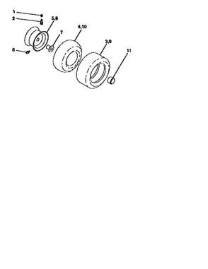 Wheels And Tires Diagram and Parts List for 917256390  Craftsman Lawn Tractor