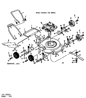 Replacement Parts Diagram and Parts List for 13190251  Craftsman Lawn Mower
