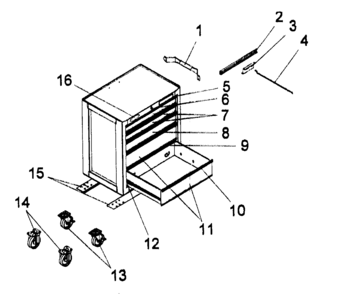 Cabinet Parts Diagram and Parts List for 706592430  Craftsman Tool Stand & Cart