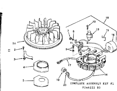 Magneto Diagram and Parts List for 143246222  Craftsman Engine