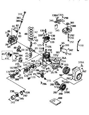 Replacement Parts Diagram and Parts List for 143963001  Craftsman Engine