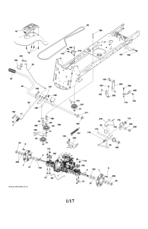 Ground Drive Diagram and Parts List for 917204070  Craftsman Lawn Tractor