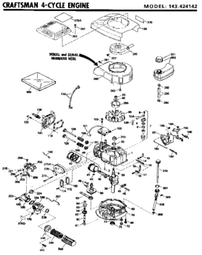 Replacement Parts Diagram and Parts List for 143424142  Craftsman Engine