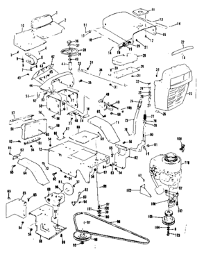 Grill, Seat, And Engine Mount Assemblies Diagram and Parts List for 13196602  Craftsman Engine