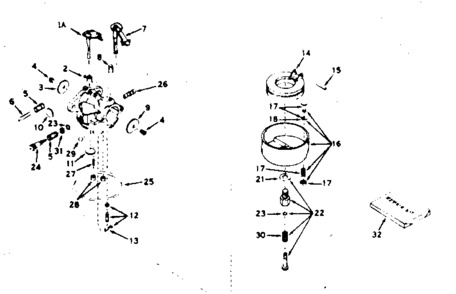 Carburetor Diagram and Parts List for 143607012  Craftsman Engine