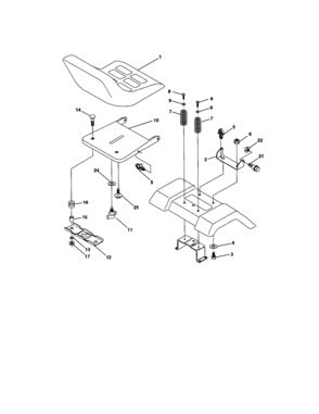 Seat Assembly Diagram and Parts List for 917272054  Craftsman Lawn Tractor