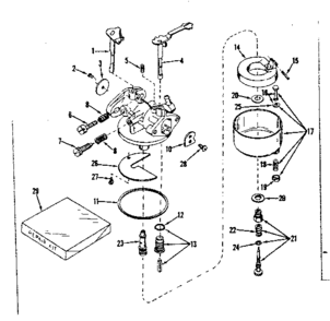 Carburetor No. 630939 Diagram and Parts List for 143534042  Craftsman Engine