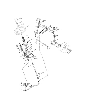 Steering Assembly Diagram and Parts List for 917276052  Craftsman Lawn Tractor