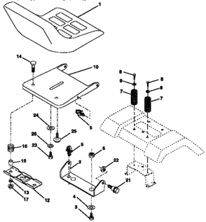 Seat Assembly Diagram and Parts List for 917257620  Craftsman Lawn Tractor