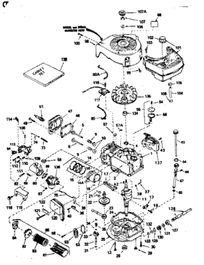 Basic Engine Diagram and Parts List for 143384362  Craftsman Engine