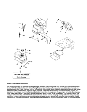 Engine Diagram and Parts List for 917257431  Craftsman Lawn Tractor