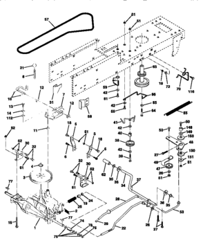 Drive Diagram and Parts List for 917258516  Craftsman Lawn Tractor