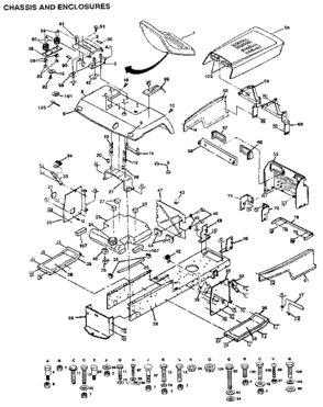 Chassis And Enclosures Diagram and Parts List for 917255942  Craftsman Lawn Tractor
