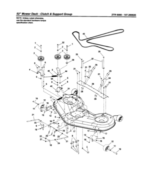 52" Deck-clutch/support Diagram and Parts List for ZTR6000  Craftsman Engine