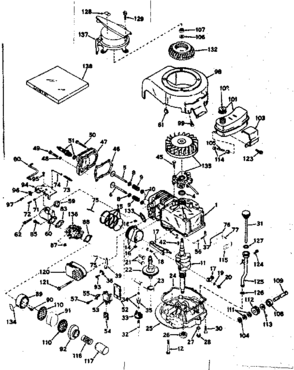 Basic Engine Diagram and Parts List for 143143032  Craftsman Engine