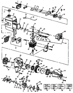 Engine Diagram and Parts List for 358798270  Craftsman Trimmer