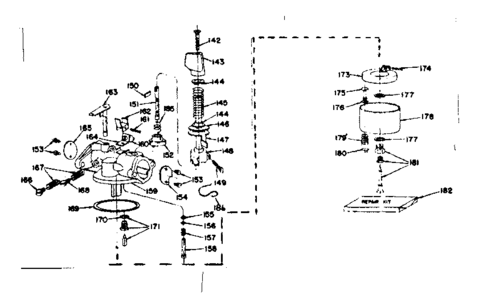 141-curburetor Complete Diagram and Parts List for 14327200  Craftsman Engine