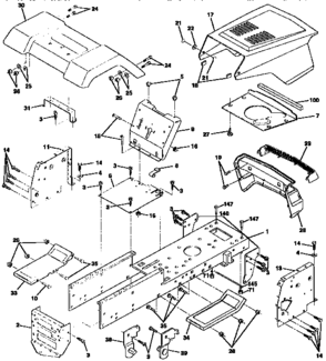 Chassis And Enclosures Diagram and Parts List for 917258471  Craftsman Lawn Tractor