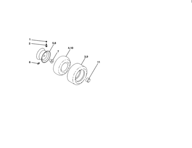 Wheels And Tires Diagram and Parts List for 917250450  Craftsman Lawn Tractor