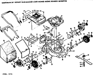 Replacement Parts Diagram and Parts List for 131907710  Craftsman Lawn Mower