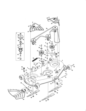 Deck/spindle Diagram and Parts List for 247204450  Craftsman Lawn Tractor