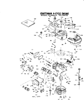 Replacement Parts Diagram and Parts List for 143294152  Craftsman Engine