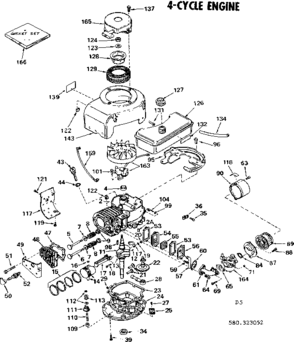 4-cycle Engine Diagram and Parts List for 580323052  Craftsman Engine