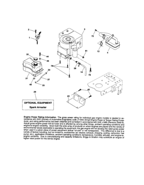 Engine Diagram and Parts List for 917287072  Craftsman Lawn Tractor