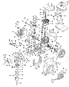 Basic Engine Diagram and Parts List for 14355201  Craftsman Engine