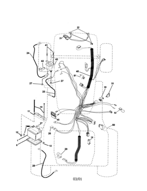 Electrical Diagram and Parts List for 917279982  Craftsman Lawn Tractor